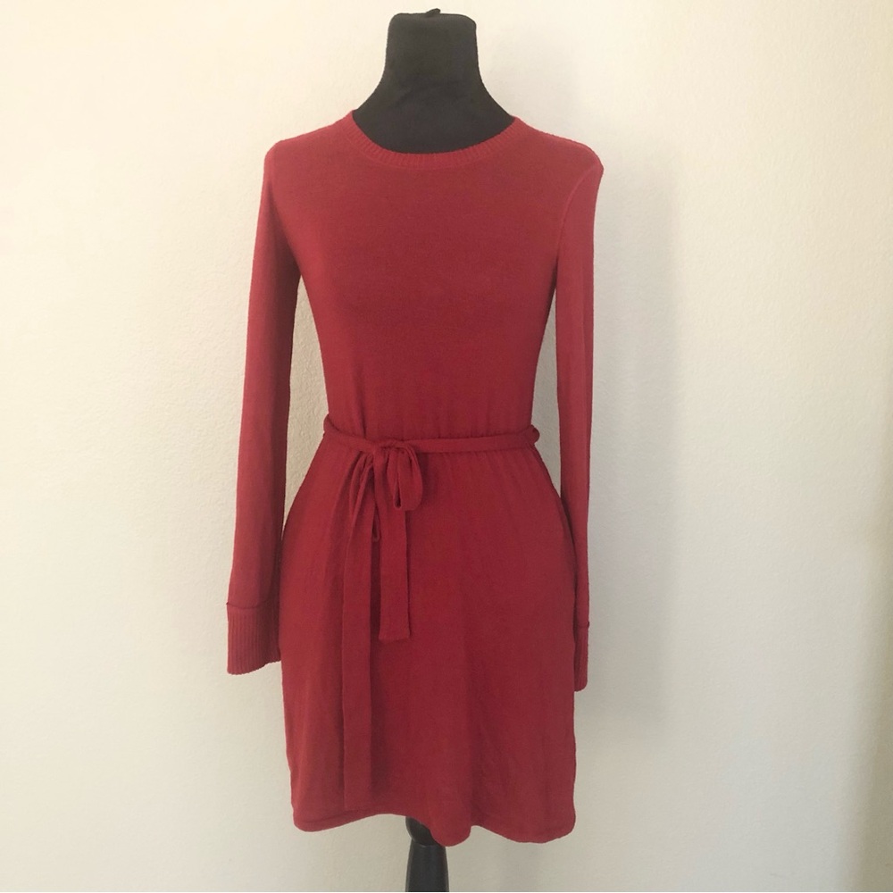 Elegant Red Knit Dress